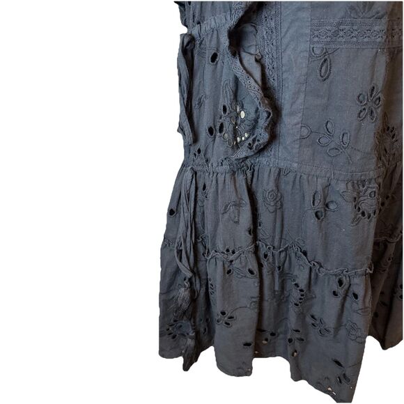 Misa Los Angeles Marieta Size Large Navy Sleeveless Eyelet Tasseled Mini Dress - Picture 10 of 13